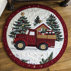White Winter Wonderland Round Mat Rug - washable non-slip printed rug