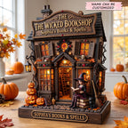 Wicked Bookshop wooden block, laser-cut 3-layer wood