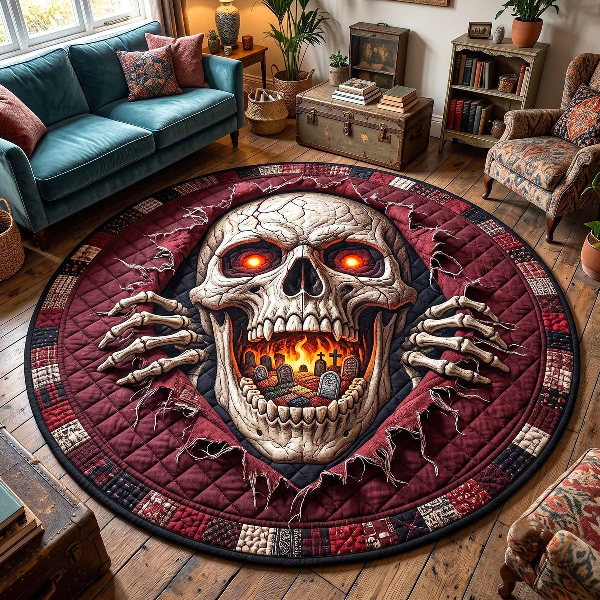 Wicked Hollow Round Mat Rug - washable non-slip printed rug