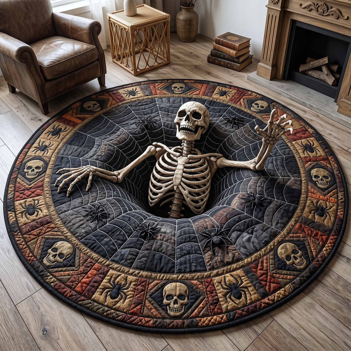 Wicked Hollow (Design 2) Round Mat Rug - washable non-slip printed rug
