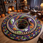 Wicked Hollow (Design 6) Round Mat Rug - washable non-slip printed rug