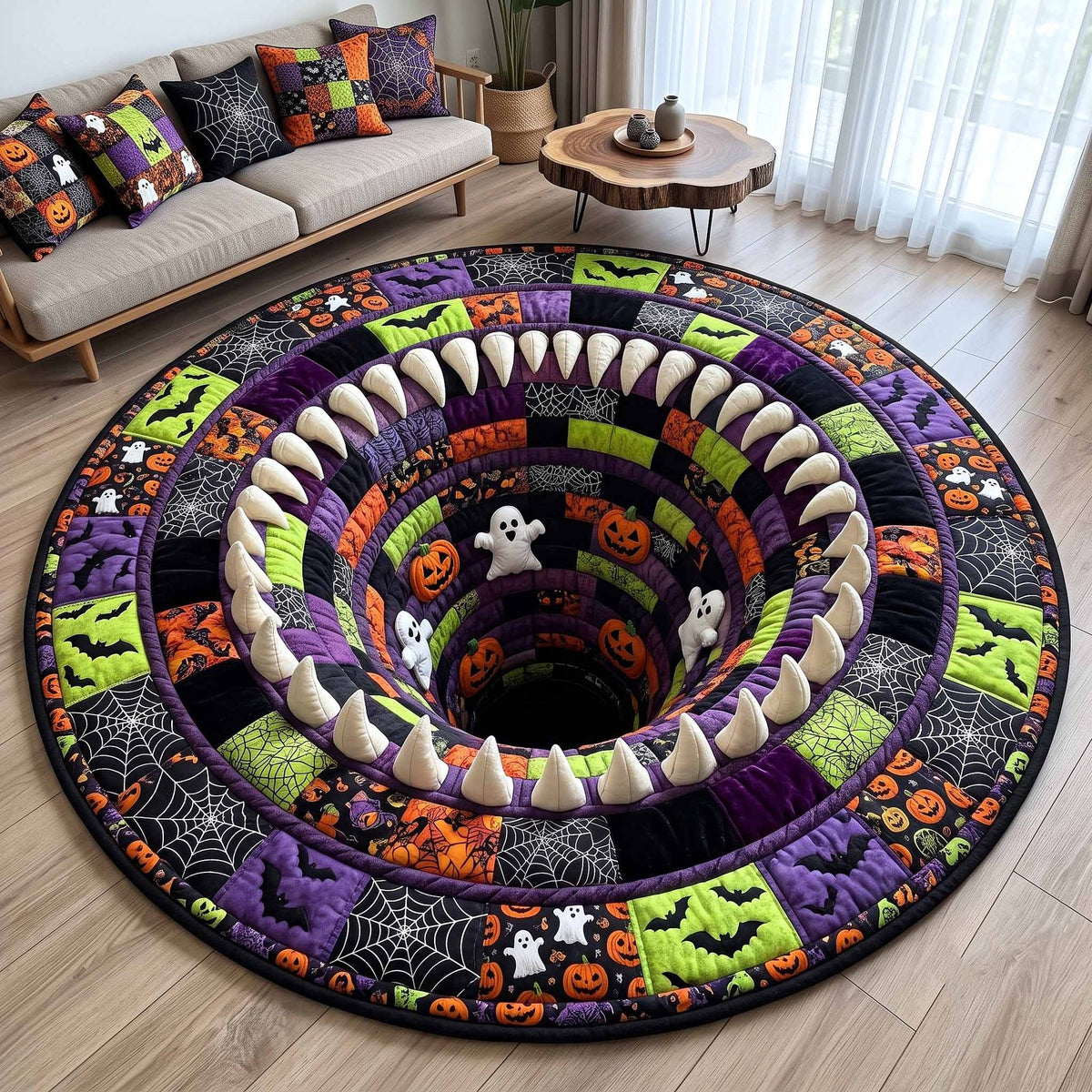 Wicked Hollow (Design 4) Round Mat Rug - washable non-slip printed rug