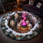 Wicked Spirits (Design 3) Round Mat Rug - washable non-slip printed rug
