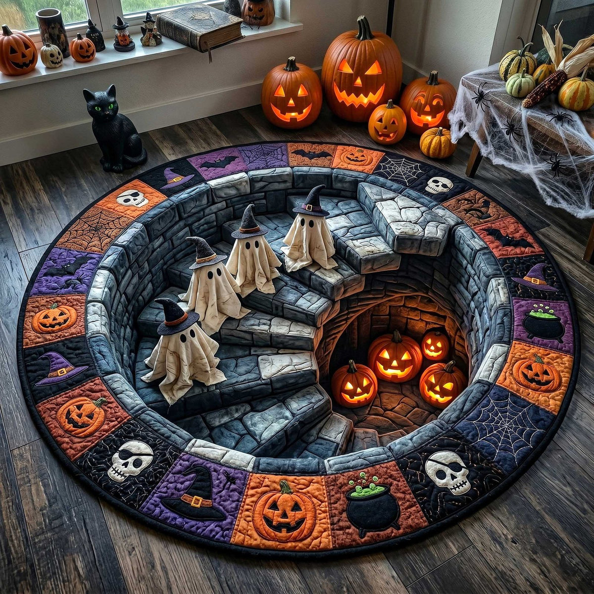 Wicked Spirits Round Mat Rug - washable non-slip printed rug