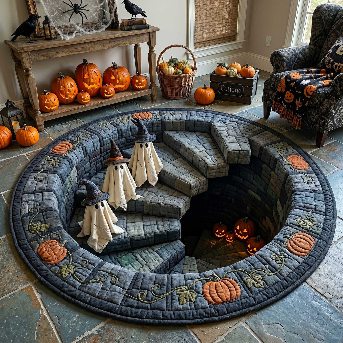 Wicked Spirits (Design 2) Round Mat Rug - washable non-slip printed rug