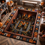 Wicked Village area rug in a living room