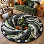 Wicked Witch Round Mat Rug - Seasonal Design | Seasonal Circle Rug - washable non-slip printed rug