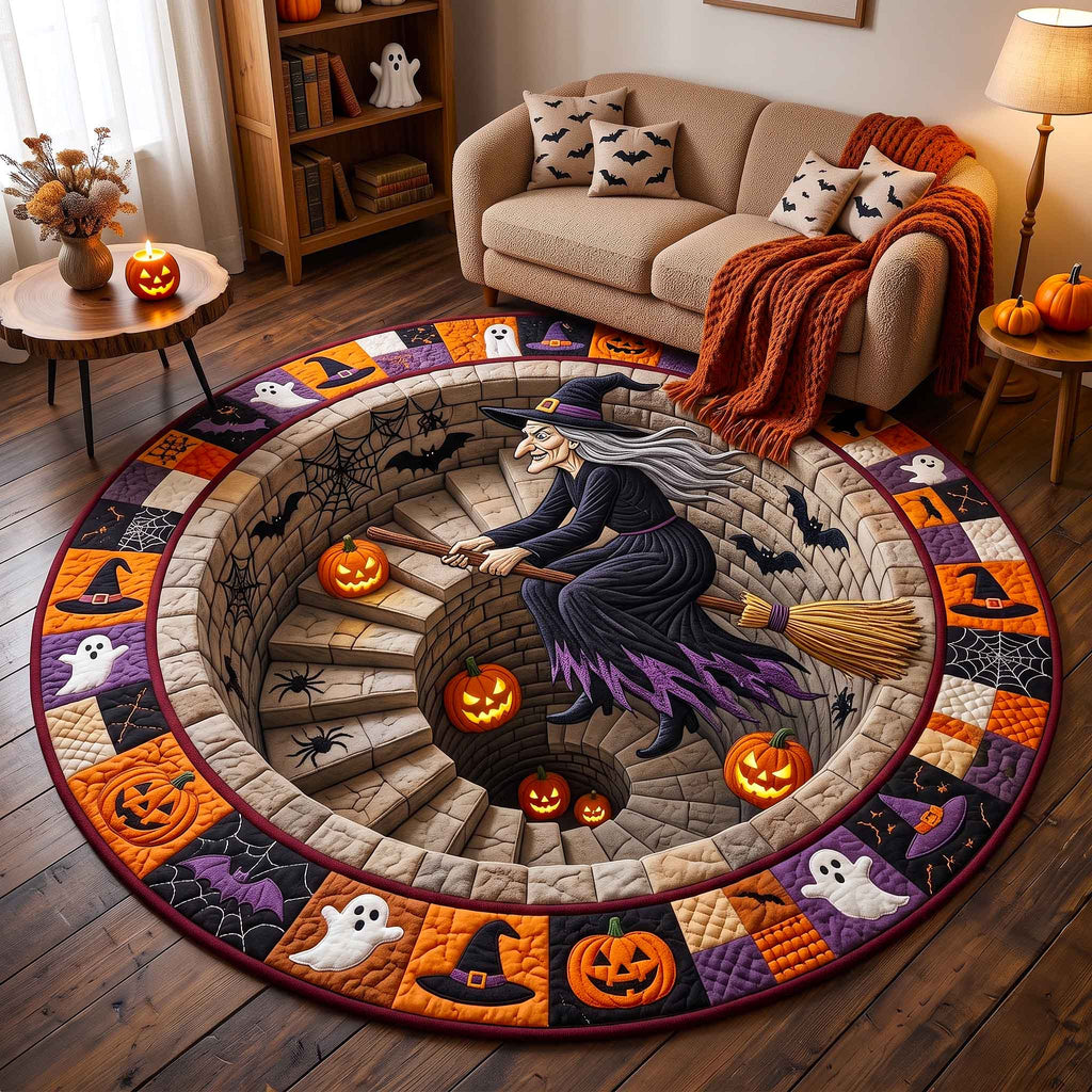 Wicked Witch Round Mat Rug - Seasonal Design | Seasonal Round Carpet - washable non-slip printed rug