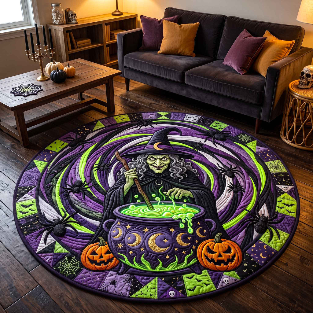 Wicked Witch Round Mat Rug - Seasonal Design | Seasonal Round Living Room Rug - washable non-slip printed rug
