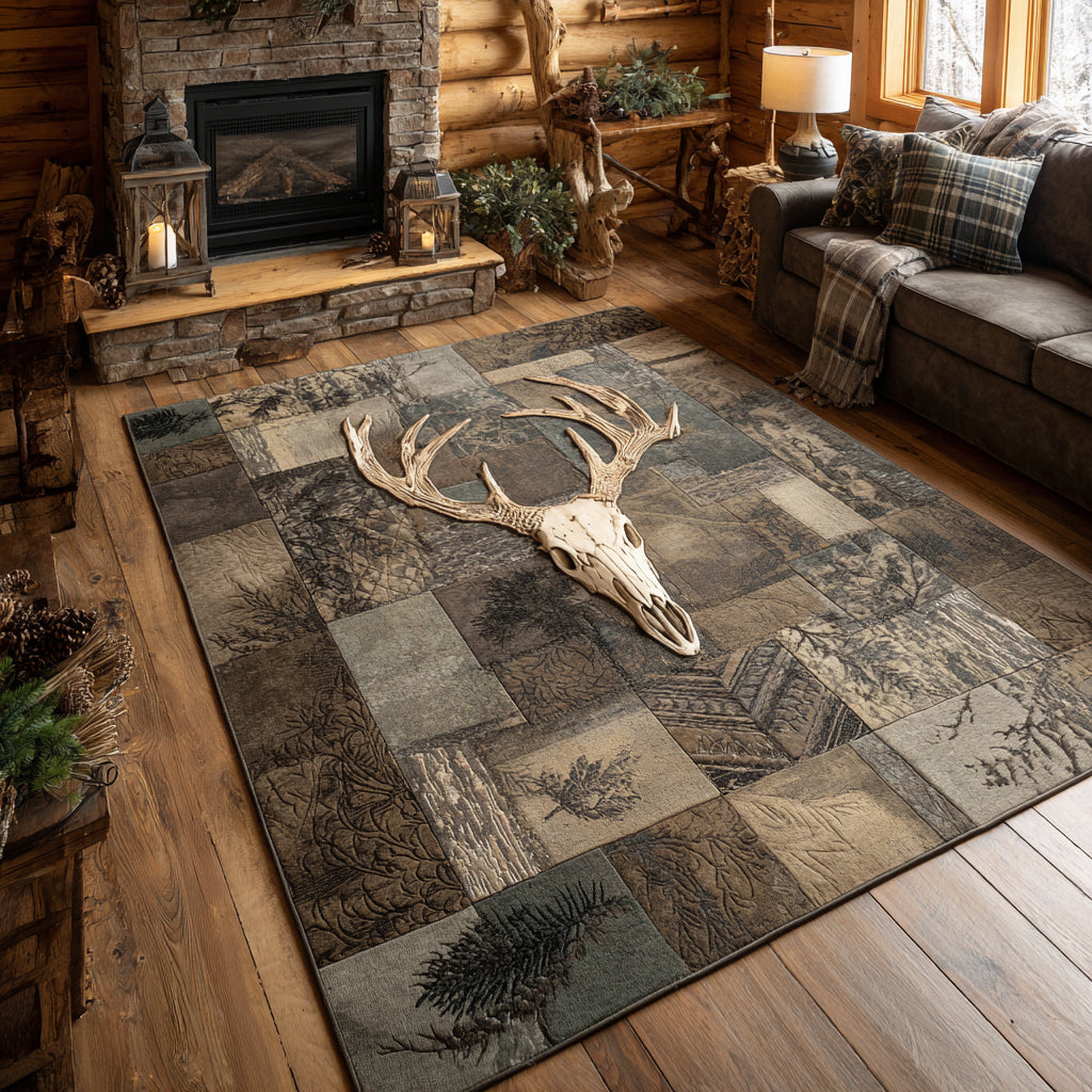 Wild Antlers area rug in a living room