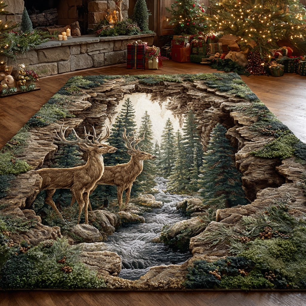 Wild Antlers area rug in a living room