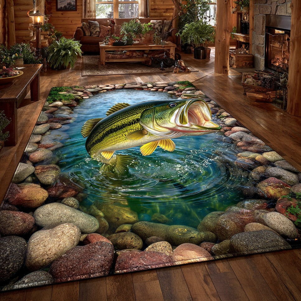 Wild Bass area rug in a living room