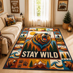 Wild Bear area rug in a living room