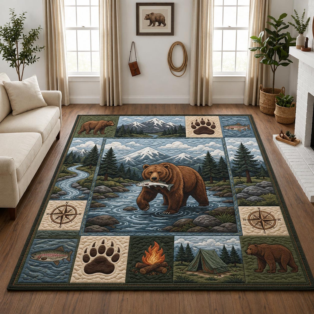Wild Bear area rug in a living room