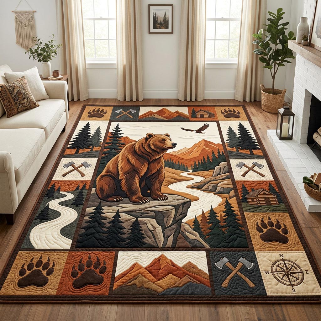 Wild Bear area rug in a living room