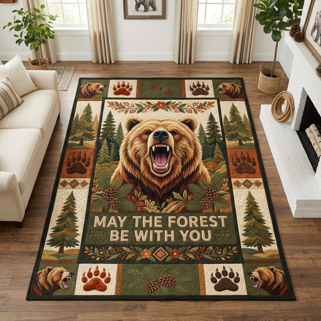 Wild Bear area rug in a living room