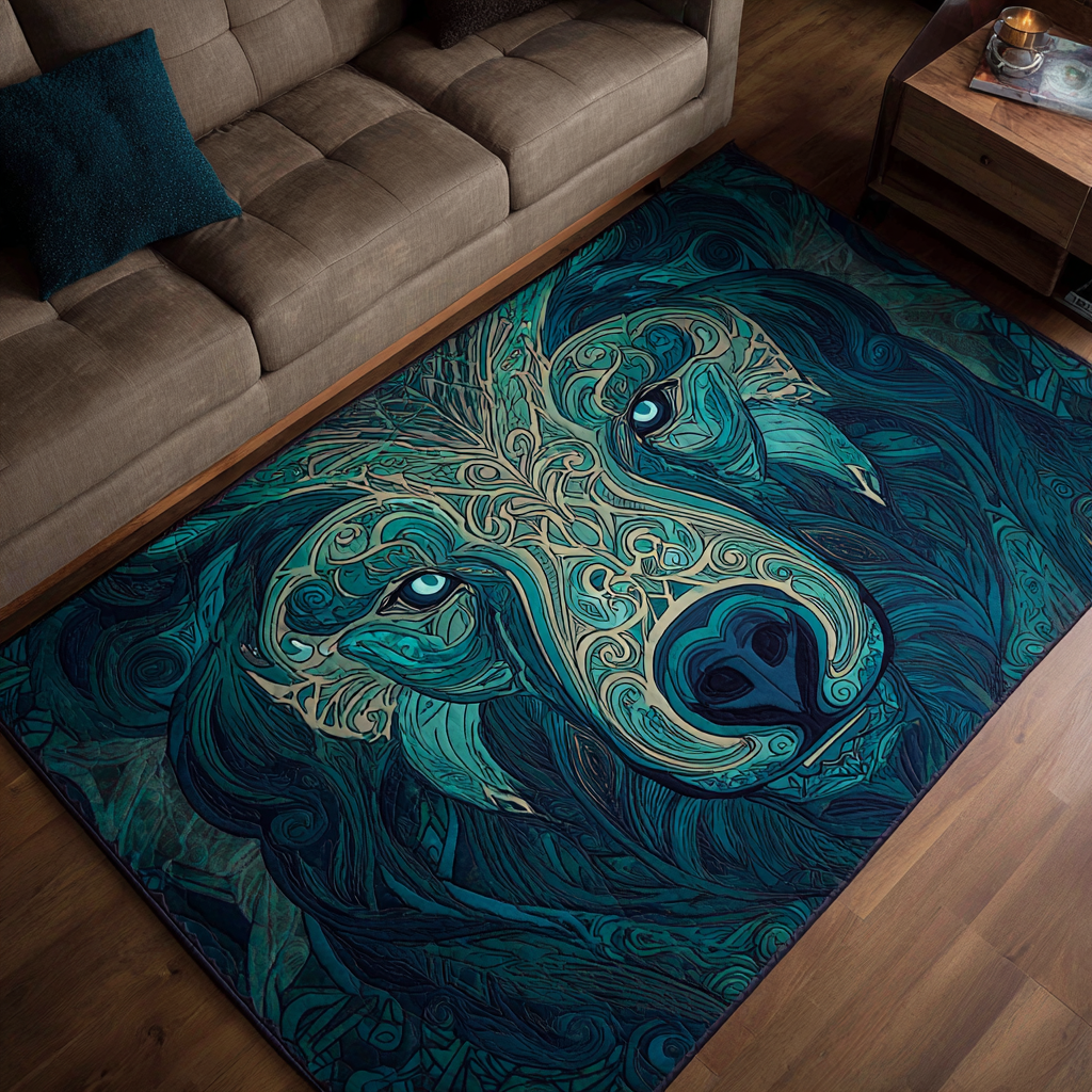 Wild Bear area rug in a living room