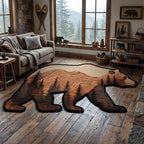 Wild Bear Custom Shape Area Rug - Cute Animal Design | Die-Cut Non-Slip Rug - washable non-slip printed rug
