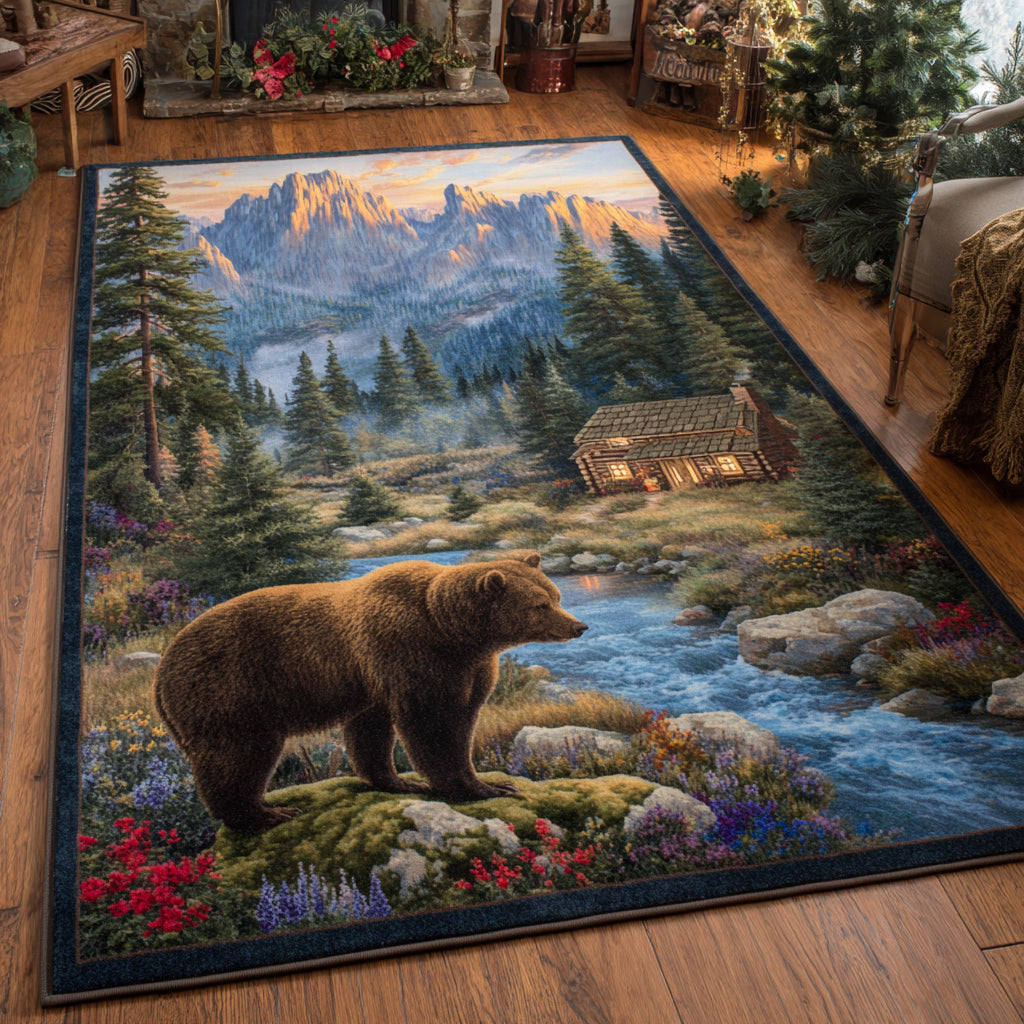 Wild Bear Majesty area rug in a living room