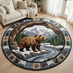 Wild Bear Round Mat Rug - Cute Pet Design | Animal Printed Home Decor