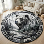 Wild Bear Round Mat Rug - Cute Pet Design | Animal Printed Home Decor