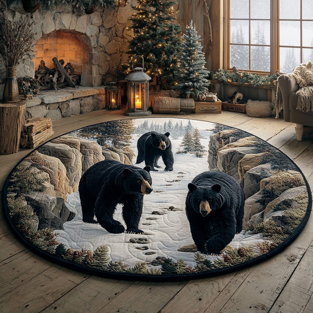 Wild Bear Round Mat Rug - Cute Pet Design | Animal Printed Home Decor