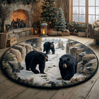 Wild Bear Round Mat Rug - Cute Pet Design | Animal Printed Home Decor