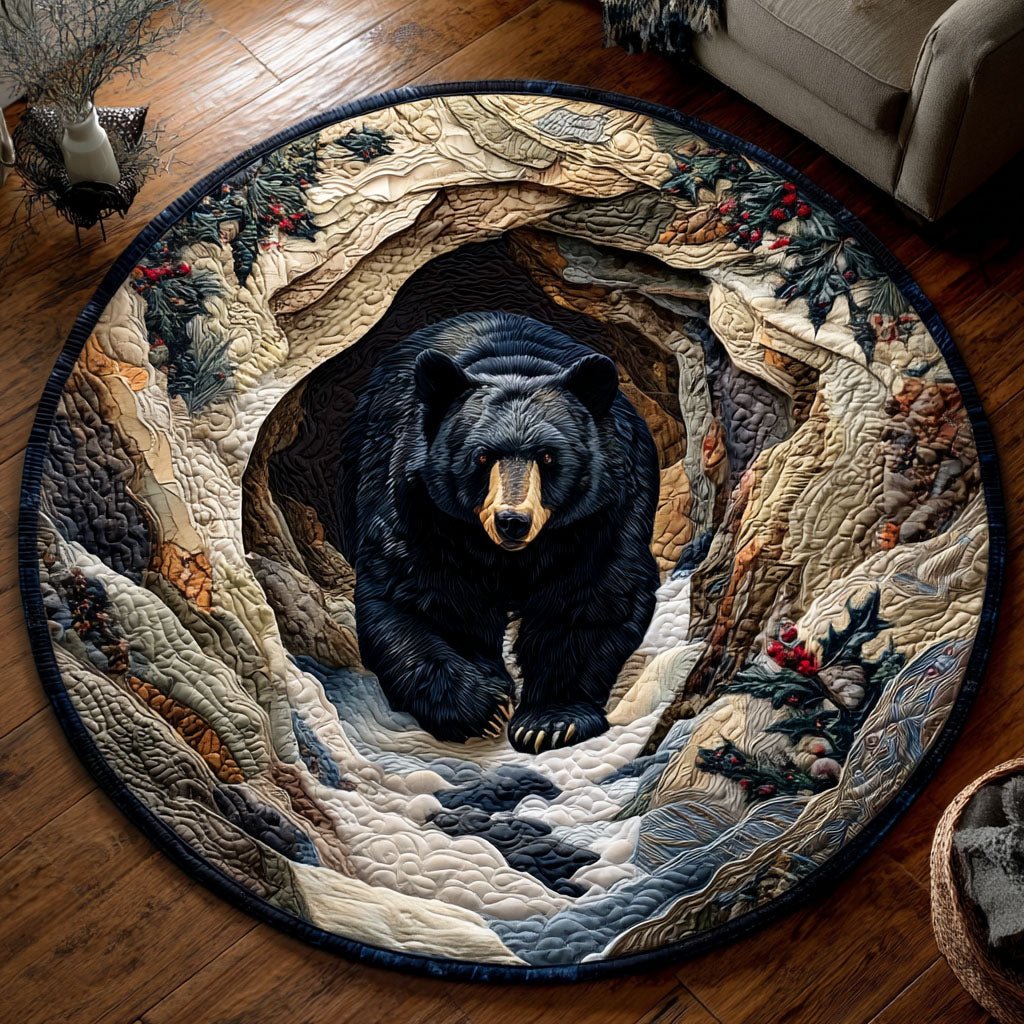 Wild Bear Round Mat Rug - Cute Pet Design | Animal Printed Home Decor
