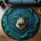 Wild Bear Spirit Round Mat Rug - washable non-slip printed rug