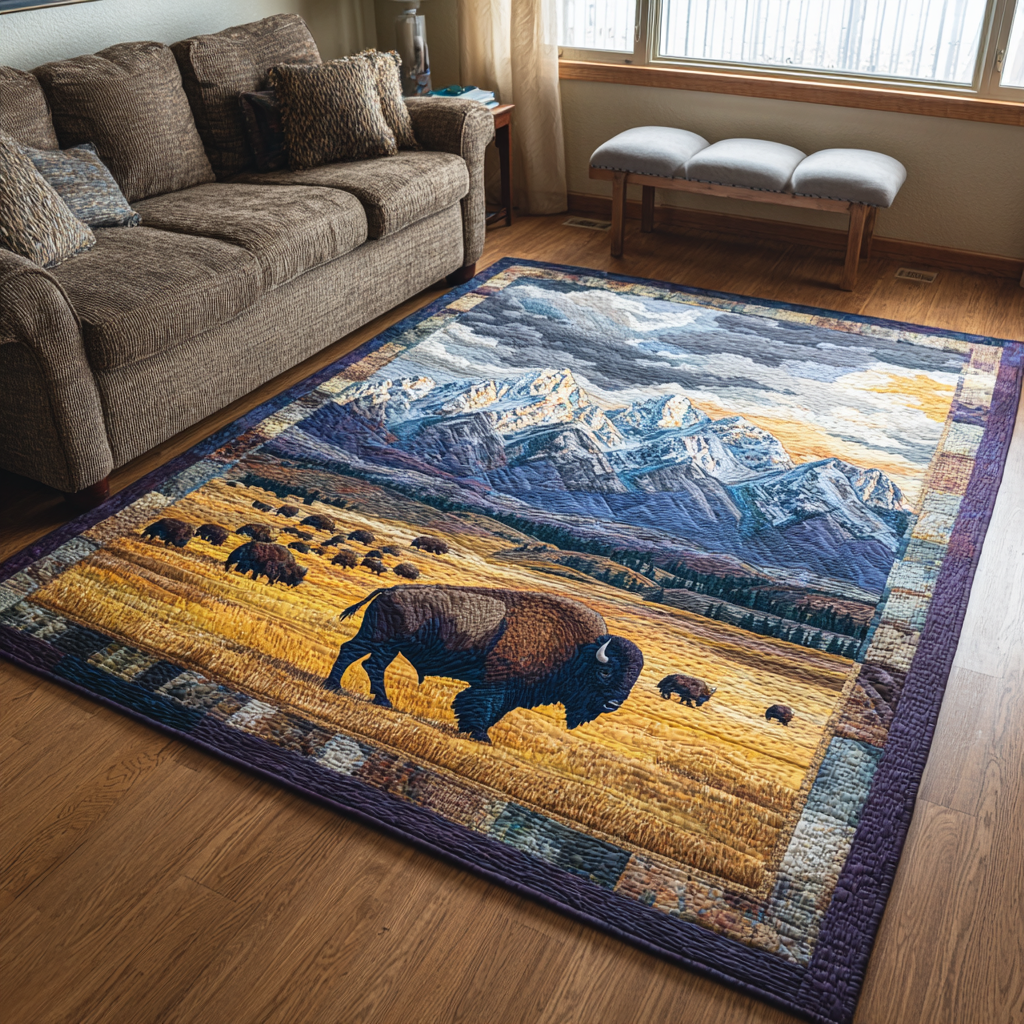 Wild Bison area rug in a living room
