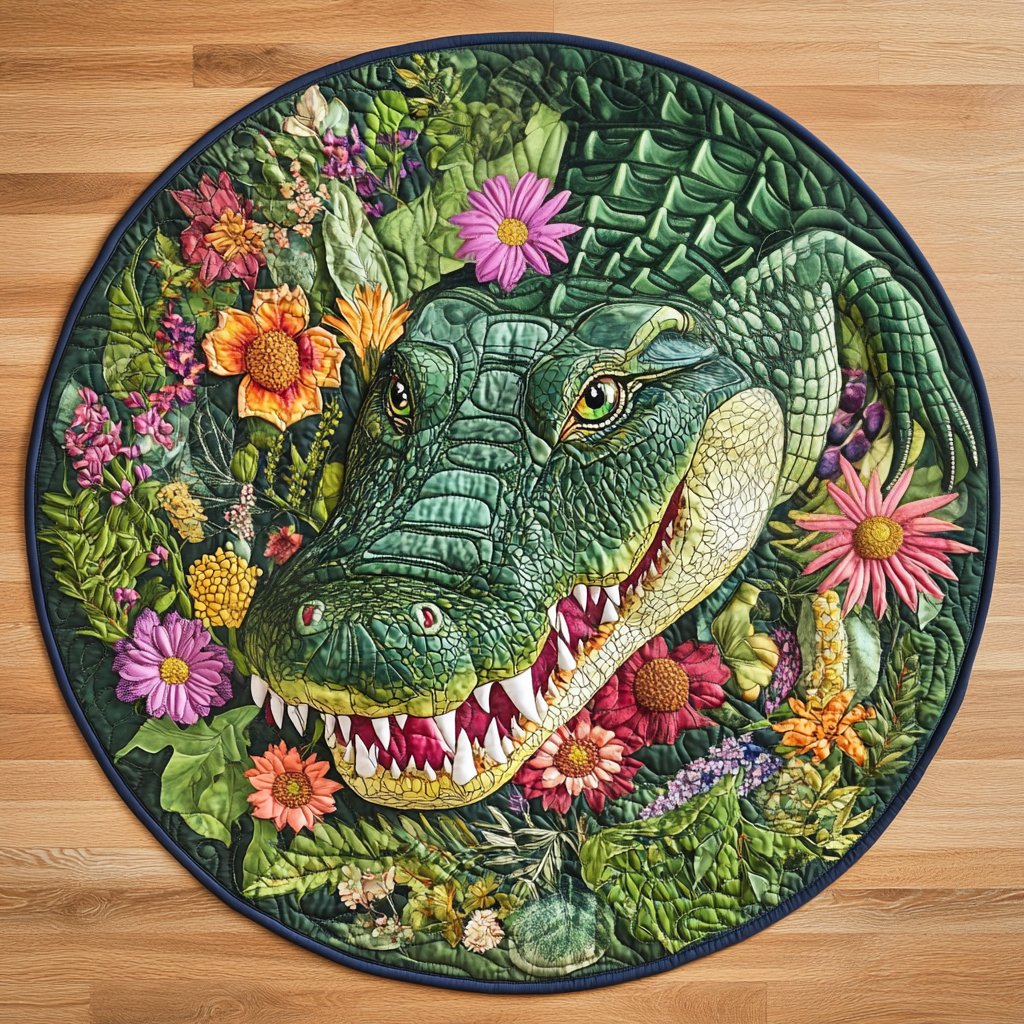 Wild Bloom Round Mat Rug - washable non-slip printed rug