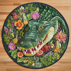 Wild Bloom Round Mat Rug - washable non-slip printed rug