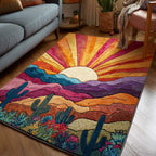Wild Cactus area rug in a living room