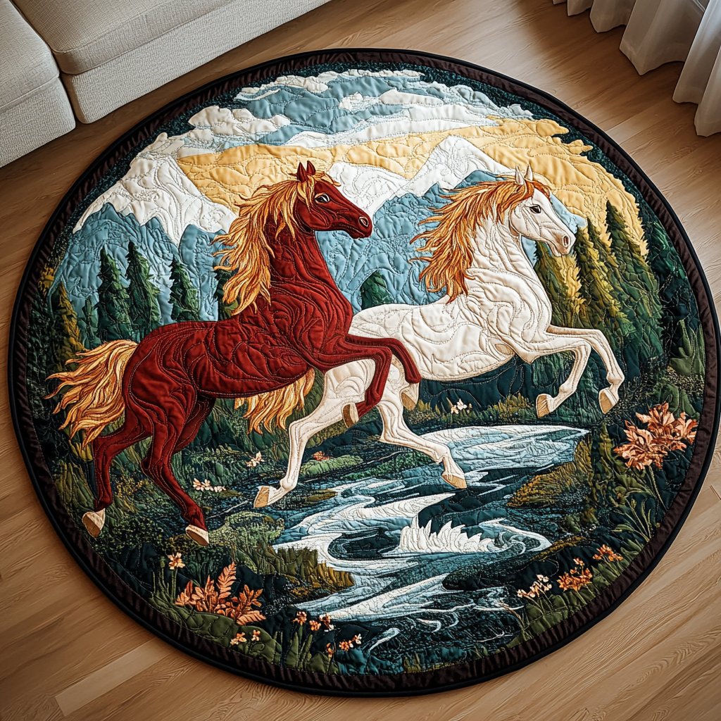 Wild Companions Round Mat Rug - washable non-slip printed rug