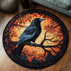 Wild Crow Round Mat Rug - washable non-slip printed rug