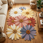 Wild Daisy Custom Shape Area Rug - Nature Design | Die-Cut Non-Slip Rug - washable non-slip printed rug