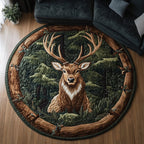 Wild Deer Round Mat Rug - washable non-slip printed rug