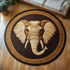 Wild Elephant Round Mat Rug - washable non-slip printed rug