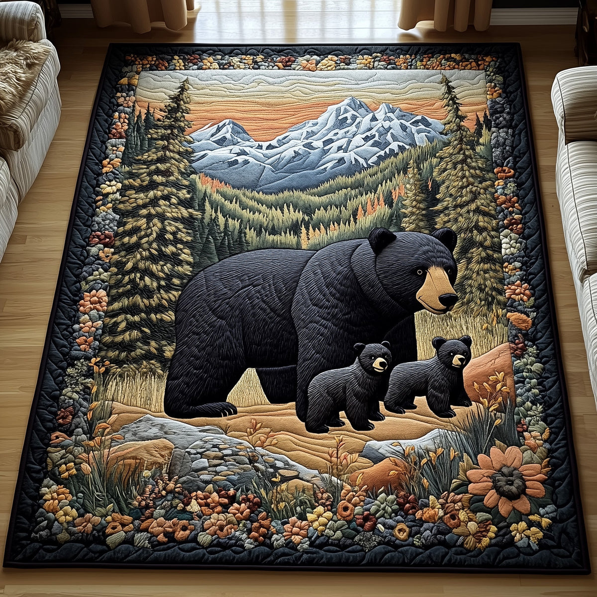 Wild Family area rug in a living room