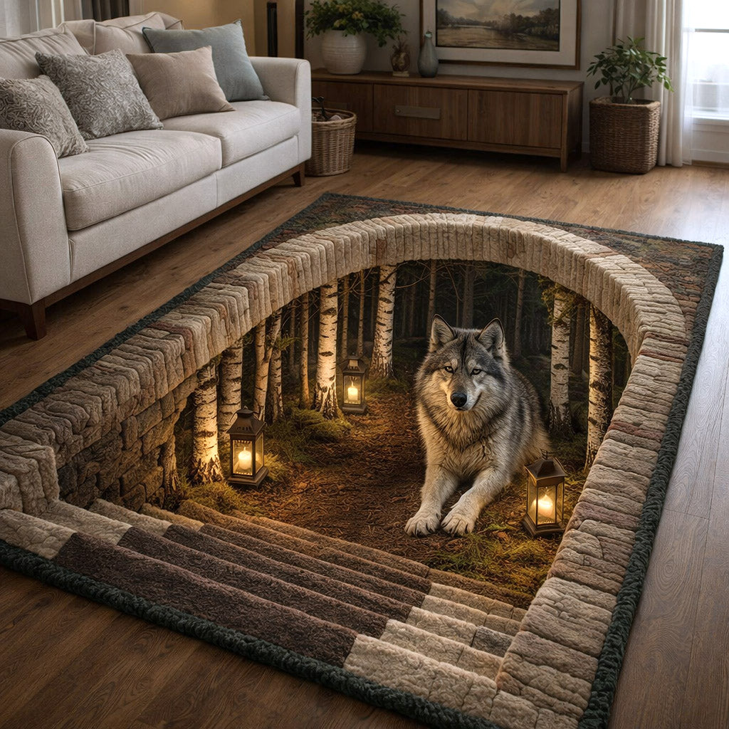 Wild Fang area rug in a living room