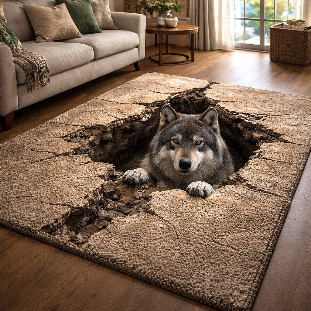 Wild Fang area rug in a living room