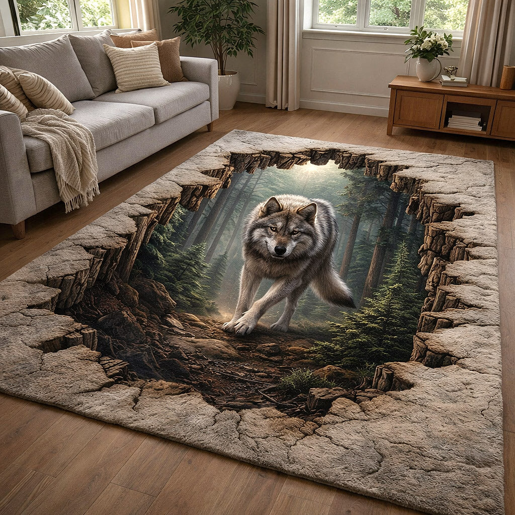 Wild Fang area rug in a living room