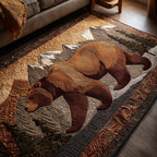 Wild Grizzly area rug in a living room