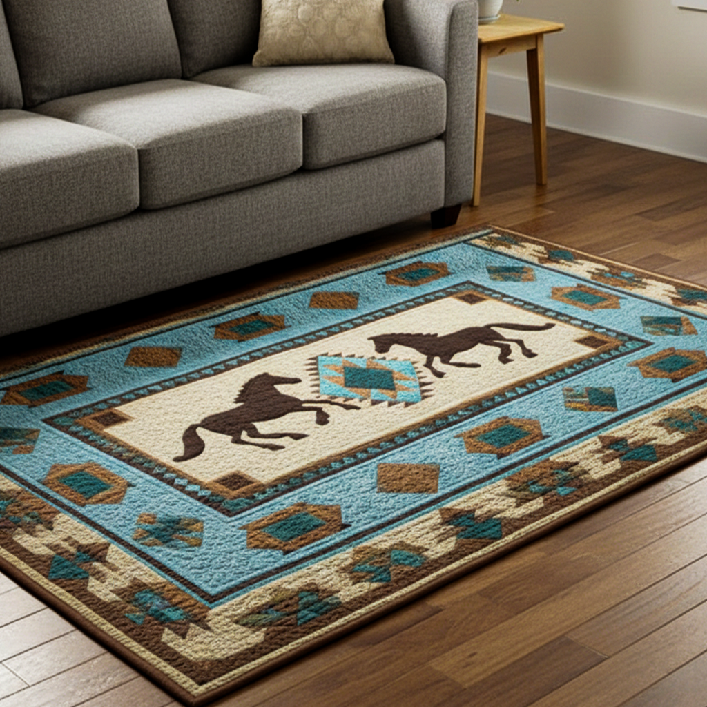 Wild Harmony area rug in a living room