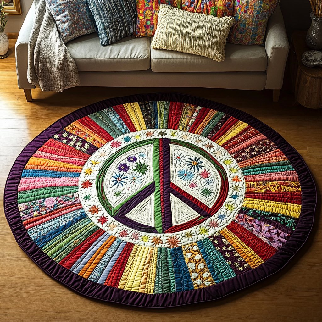 Wild Harmony Round Mat Rug - washable non-slip printed rug