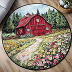 Wild Harvest Round Mat Rug - washable non-slip printed rug