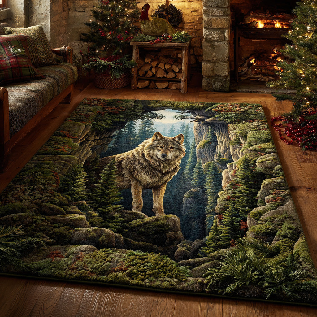 Wild Howl area rug in a living room