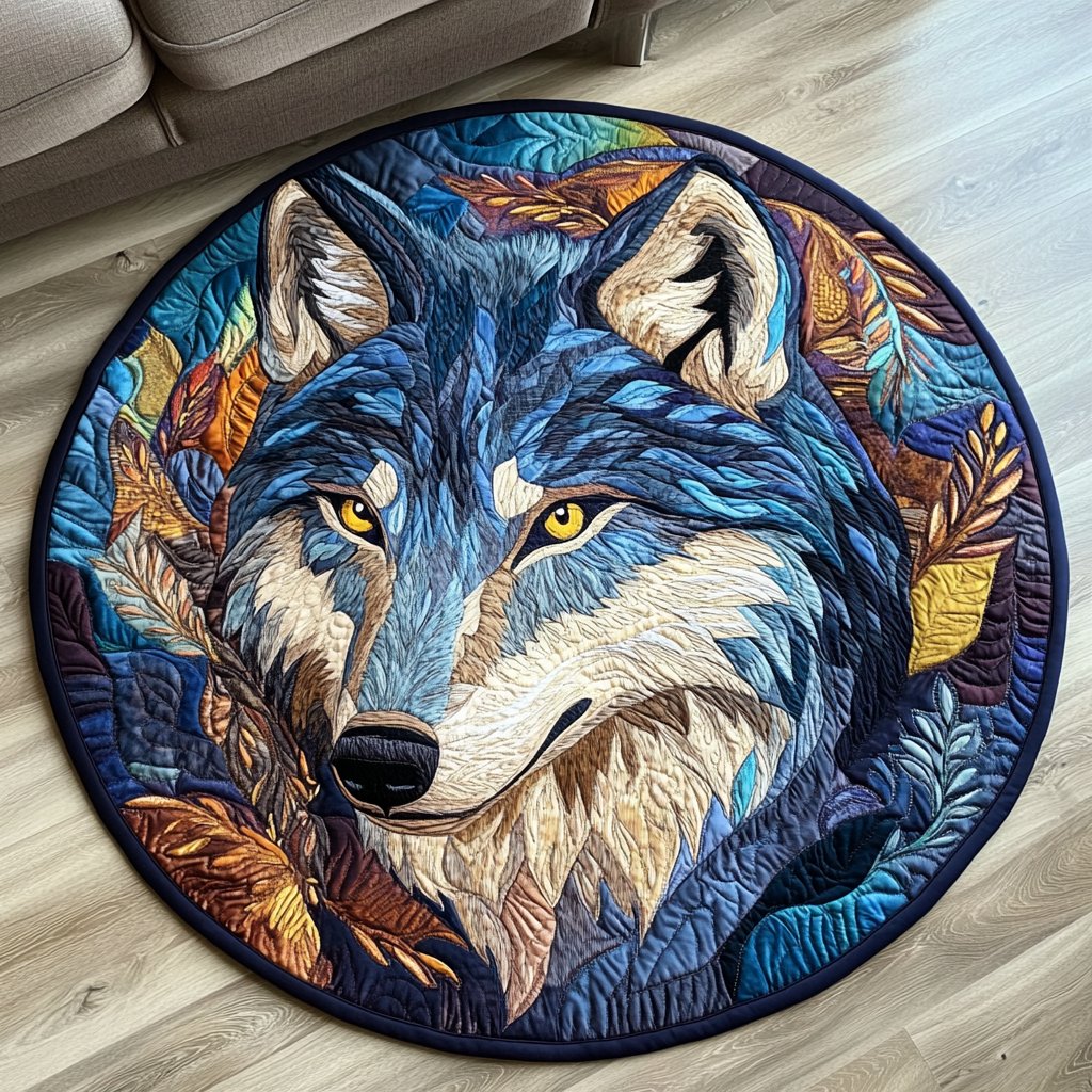 Wild Howl Round Mat Rug - washable non-slip printed rug