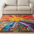 Wild Meadow area rug in a living room