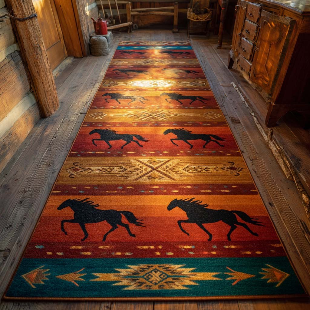 Wild Mustang Runner Carpet Runner Rug - Cute Pet Design | Animal Printed Runner Rug